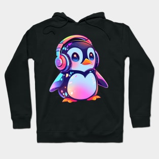 Cute Penguin With Headphones Hoodie